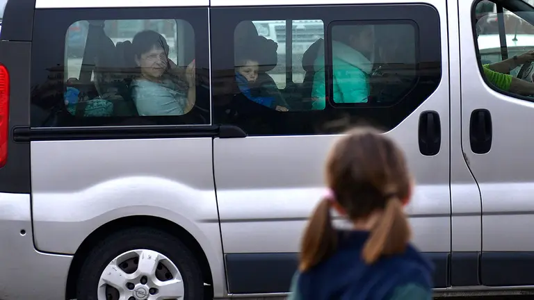 Decenas de refugiados ucranianos llegan a Navarra. PABLO LASAOSA