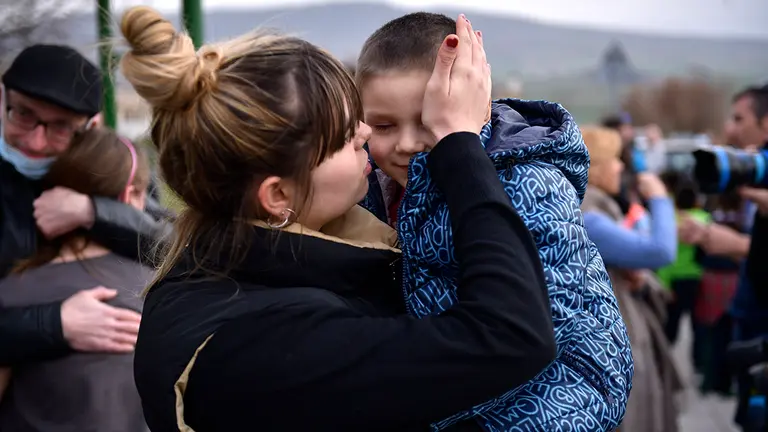 Decenas de refugiados ucranianos llegan a Navarra. PABLO LASAOSA