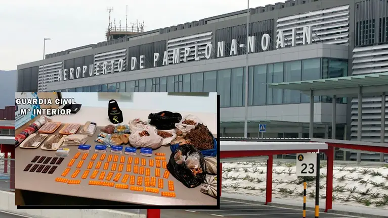 Algunas de las incautaciones de la Guardia Civil de Navarra en el aeropuerto de Noáin-Pamplona. ARCHIVO