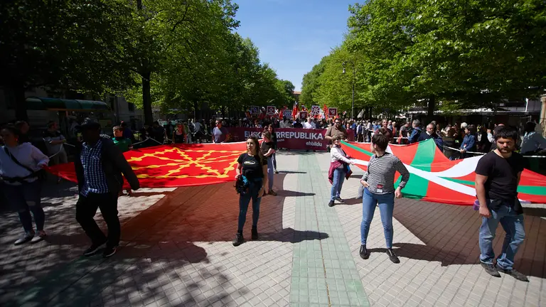 Manifestación en Pamplona convocada por EH Bildu con motivo del Aberri Eguna 2022. IÑIGO ALZUGARAY