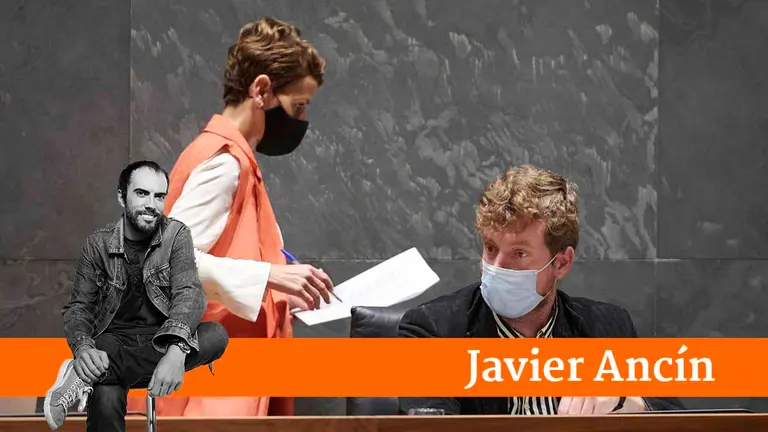 La presidenta maría Chivite junto a Maiorga Ramírez en el Parlamento. PABLO LASAOSA