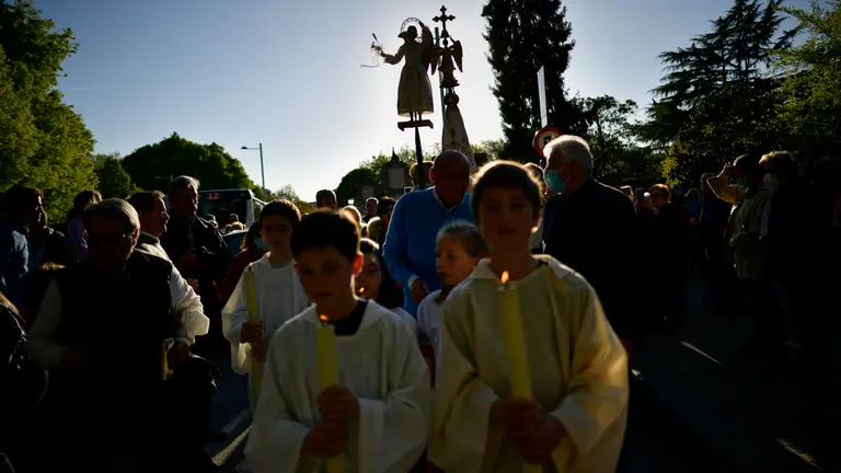 El Ángel de Aralar llega a Pamplona durante su visita por Navarra en el 2022. PABLO LASAOSA