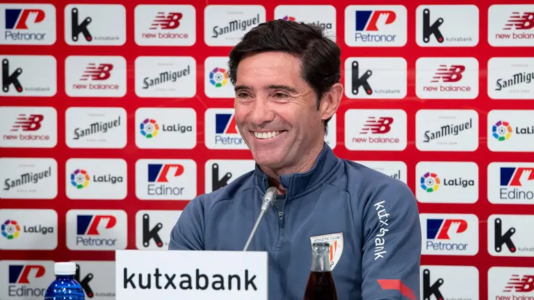 El entrenador Marcelino García Toral en rueda de prensa. Athletic Club.