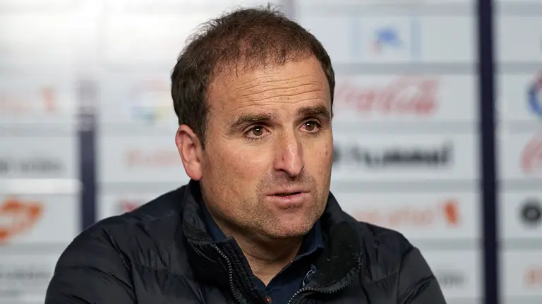 El entrenador de Osasuna, Jagoba Arrasate, en una rueda de prensa. Fernando Pidal / AFP7 / Europapress.