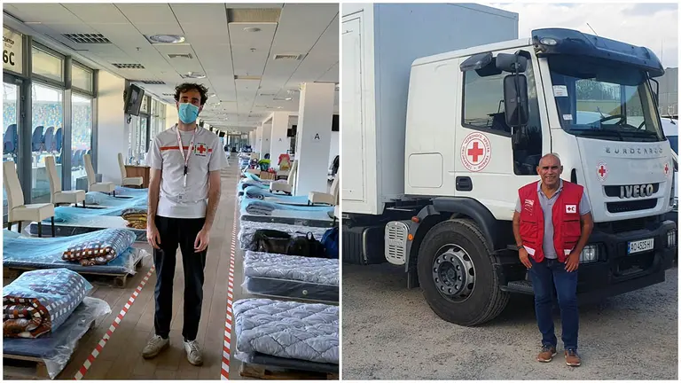 Los navarros Antonio Carabante y Miguel Acebrón se encuentran en la ciudad ucraniana de Lviv dentro del dispositivo que ha desplegado Cruz Roja.