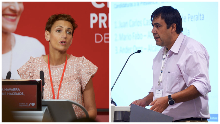 Montaje de la presidenta del Gobierno María Chivite y el alcalde de Marcilla, Mario Fabio.