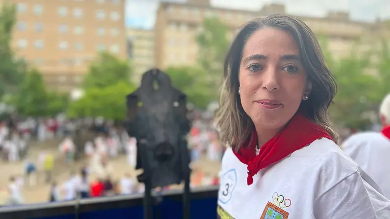 María Lekumberri segundos después del chupinazo. CEDIDA