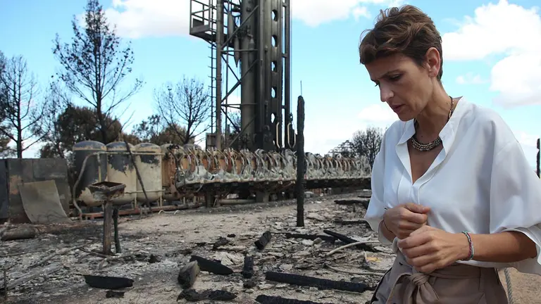 La presidenta de Navarra, María Chivite, visita Sendaviva tras los incendios forestales que asolaron el parque y multitud de municipios en la Comunidad foral. GOBIERNO DE NAVARRA