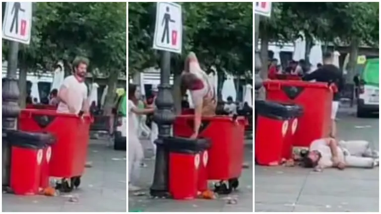 Momento gracioso a primeras horas de la mañana en San Fermin