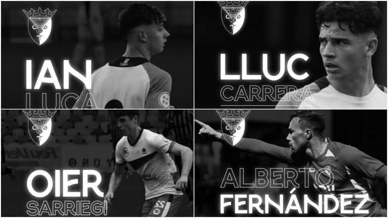 Ian Luca, Lluc Carrera, Oier Sarriegi y Albert Fernández sonnuevos jugadores del CD Tudelano. CD TUDELANO