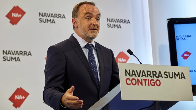 El presidente de UPN y portavoz de Navarra Suma, Javier Esparza, realiza una valoración de la situación actual y del transcurso de la legislatura. IÑIGO ALZUGARAY