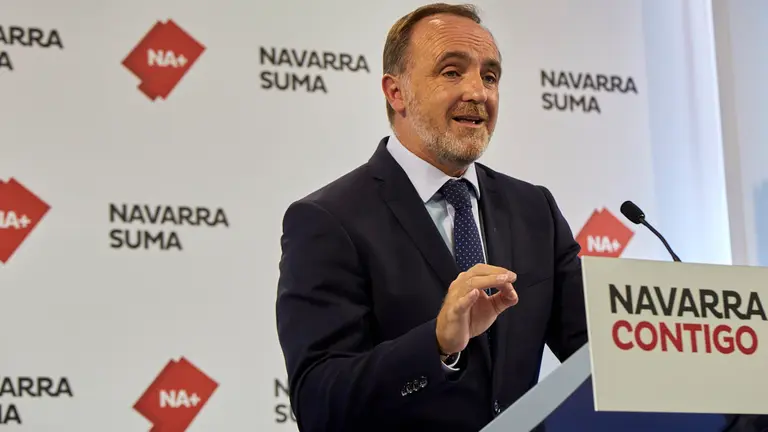 El presidente de UPN y portavoz de Navarra Suma, Javier Esparza, realiza una valoración de la situación actual y del transcurso de la legislatura. IÑIGO ALZUGARAY