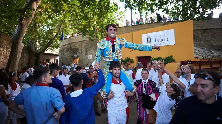 Tercera corrida de fiestas de Tafalla 2022 con toros de Sobral para los diestros Oliva Soto, Rafael Serna y Javier Orozco. PABLO LASAOSA