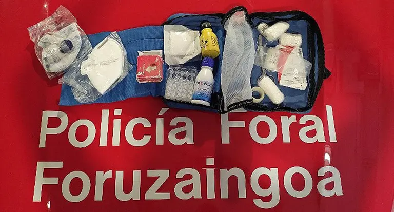 Imagen del botiquín actual de una patrulla de la Policía Foral. CEDIDA