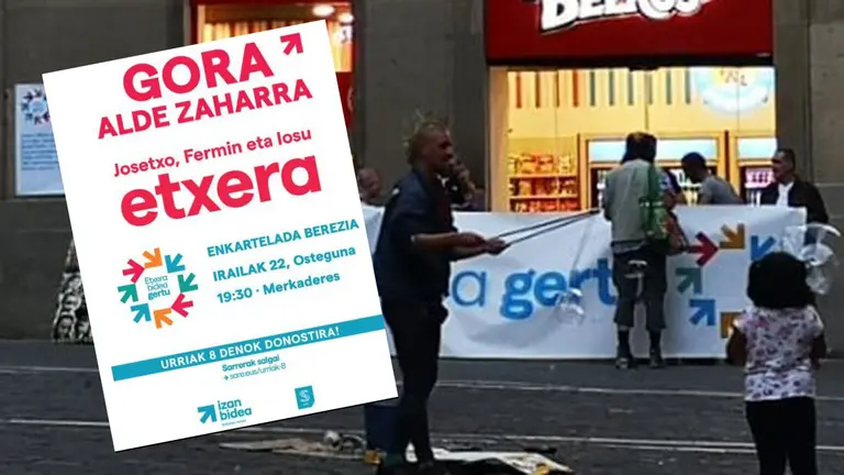 Imagen del programa de fiestas con el acto en favor de tres terroristas, que se celebró en Pamplona durante San Fermín de Aldapa. ARCHIVO