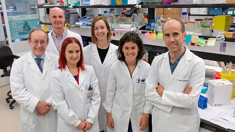 Luis Montuenga, Alfonso Calvo, Miriam Redrado, Esther Redín, Karmele Valencia y
Diego Serrano, del Programa de Tumores Sólidos del Cima Universidad de Navarra.