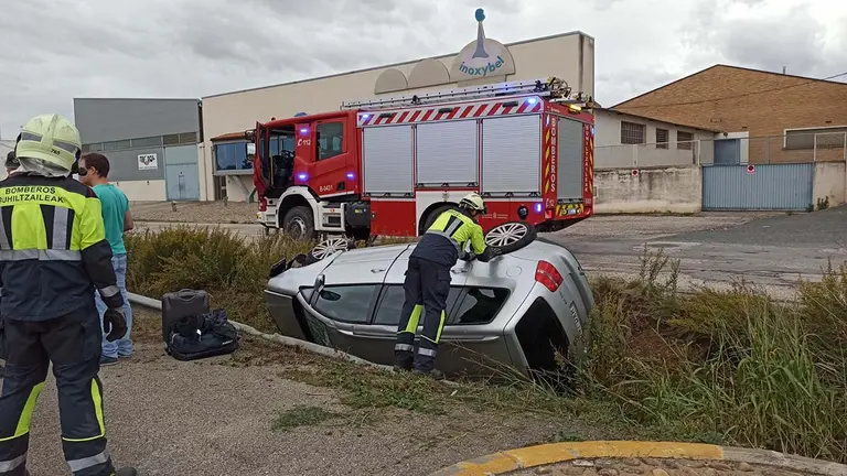 Accidente de tráfico ocurrido en Tafalla. BOMBEROS DE NAVARRA