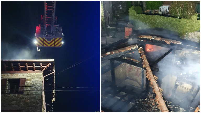 LA casa quedó completamente calcinada por el incendio. BOMBEROS DE NAVARRA