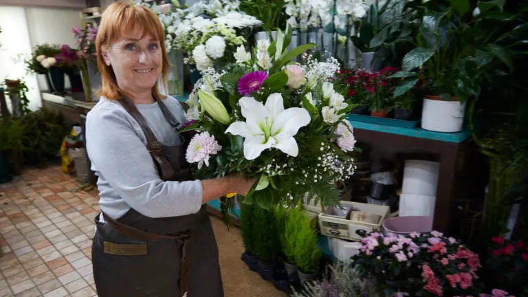 Floristería Flor Esther, en la calle Abejeras 18 bis de Pamplona. IÑIGO ALZUGARAY