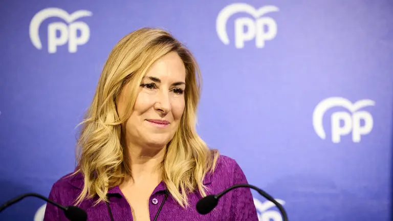 Rueda de prensa de la presidenta del Partido Popular de Navarra, Ana Beltrán, para tratar temas de la actualidad política. PABLO LASAOSA