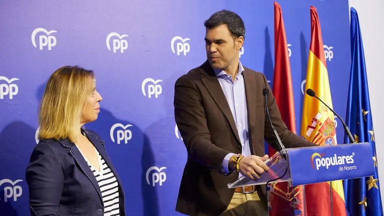 El parlamentario de NA+ y miembro del PPN Javier García presenta su candidatura a la presidencia del PP en Navarra. IÑIGO ALZUGARAY