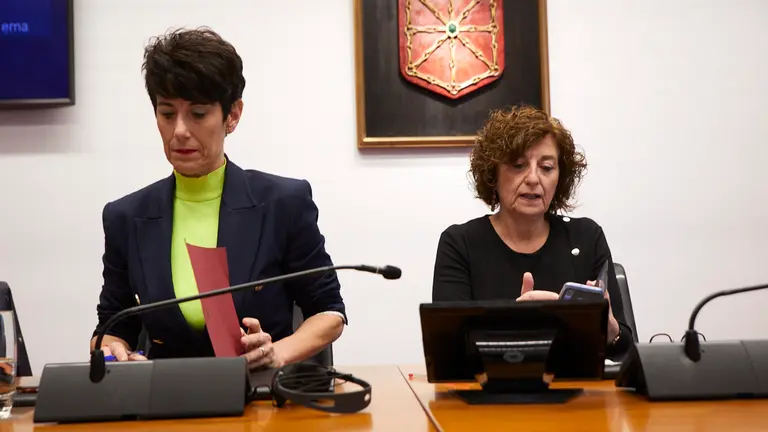 La consejera de Economía y Hacienda, Elma Saiz, informa en comisión parlamentaria sobre el acuerdo de compra de mascarillas entre SODENA, Albyn y CEN. IÑIGO ALZUGARAY