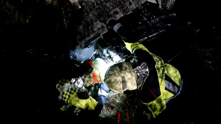 Cinco personas atendidas en un accidente ocurrido en la AP-15 en Sarasate. BOMBEROS DE NAVARRA