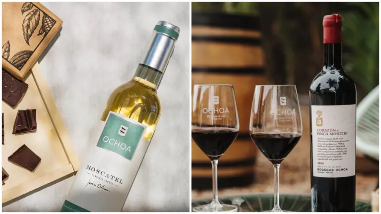 La selección de Vinos Ochoa para estas Navidades: un tinto de alta gama y el afamado moscatel. CEDIDAS