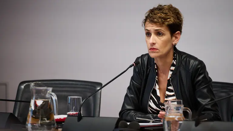 Comparecencia para que la presidenta de Navarra, María Chivite, explique su actuación al frente del Gobierno en relación con la compra de mascarillas. PABLO LASAOSA