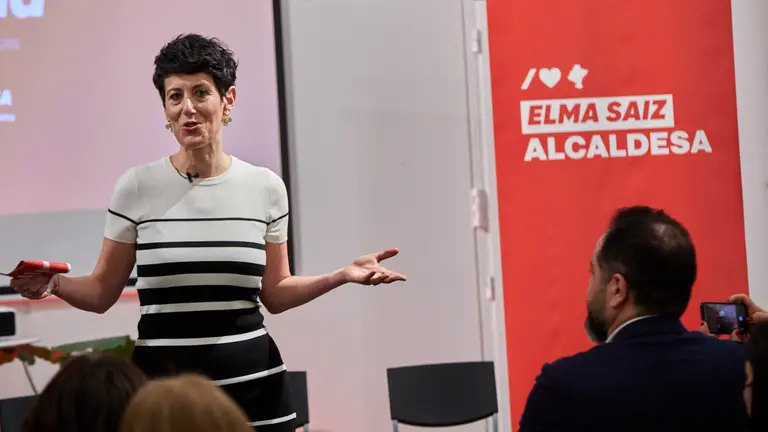 Presentación de la candidatura del PSN al Ayuntamiento de Pamplona y exposición del programa de modelo de ciudad, con la intervención de la candidata socialista a la Alcaldía de Pamplona, Elma Saiz, y la secretaria general y candidata del PSN a la Presidencia del Gobierno de Navarra, María Chivite. IÑIGO ALZUGARAY