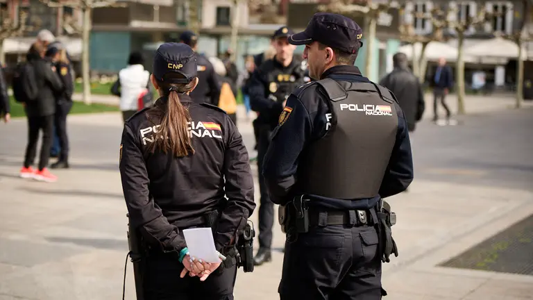 Agentes de Policía Nacional de Pamplona, en una imágen de archivo. PABLO LASAOSA