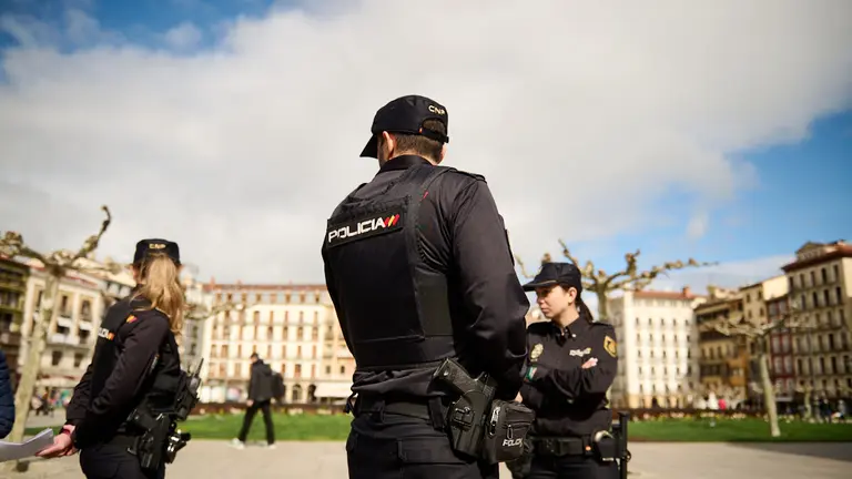 Agentes de Policía Nacional de Pamplona, en una imágen de archivo. PABLO LASAOSA
