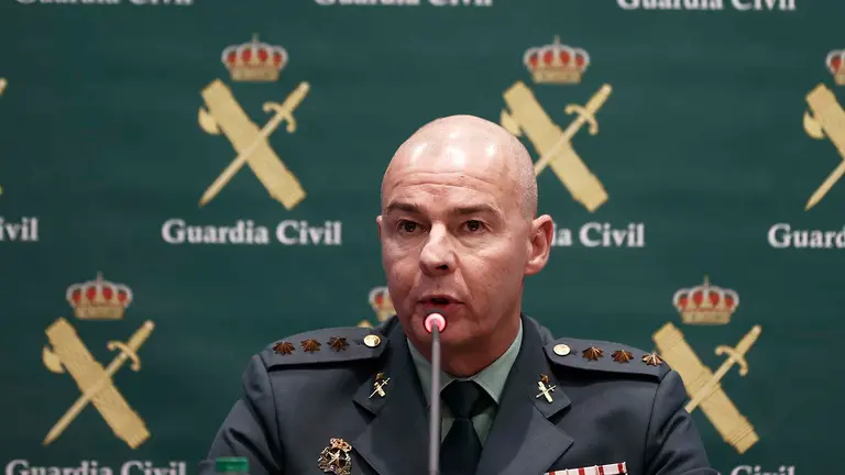 El coronel jefe de la Zona de Navarra, José Santiago Martín durante su intervención en la jornada. EFE/ Jesús Diges