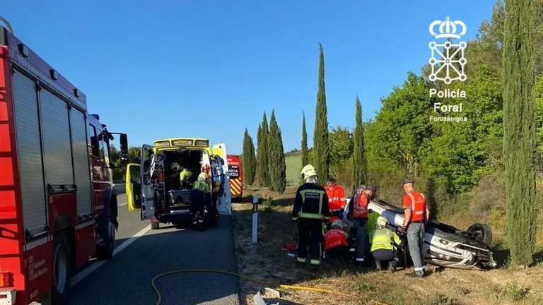 Accidente de tráfico ocurrido en la Autovía del Camino a la altura de Villatuerta. POLICÍA FORAL
