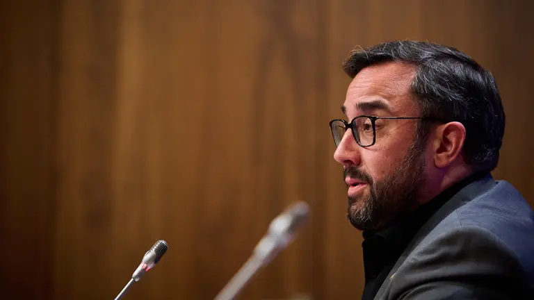 Rueda de prensa tras la Sesión de Gobierno para que Javier Remírez e Itziar Gómez informen sobre las medidas acordadas. PABLO LASAOSA