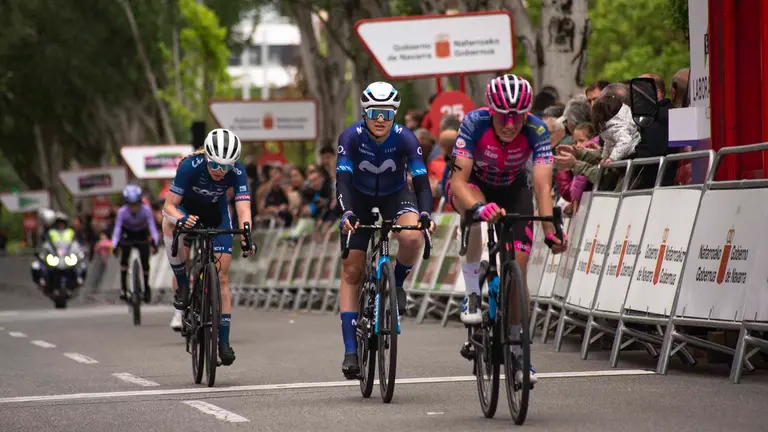 Llegada a Pamplona de la Clásica Féminas de Navarra 2023 de ciclismo, impulsada por el Instituto Navarro del Deporte. JASMINA AHMETSPAHIC