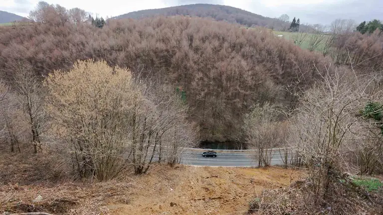 Talud de Leiza sobre el que se realizarán trabajos de estabilización. JESUS M GARZARON / GOBIERNO DE NAVARRA
