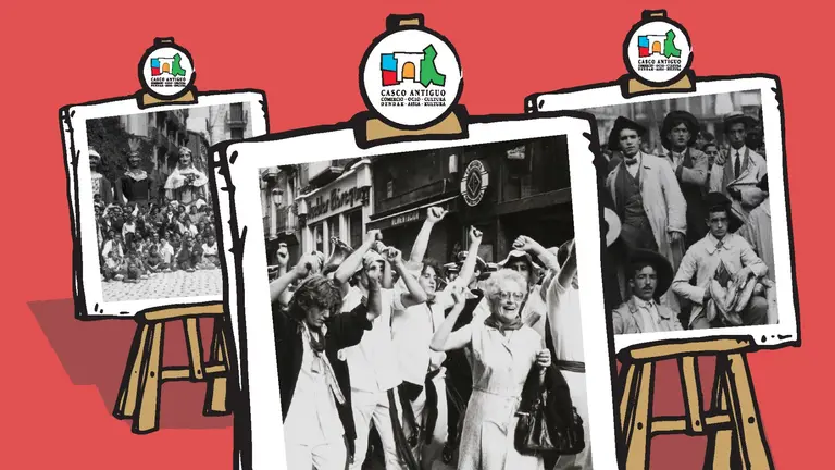 Los comercios del Casco Antiguo de Pamplona expondrán en su exterior fotografías de momenticos de San Fermín. CEDIDA