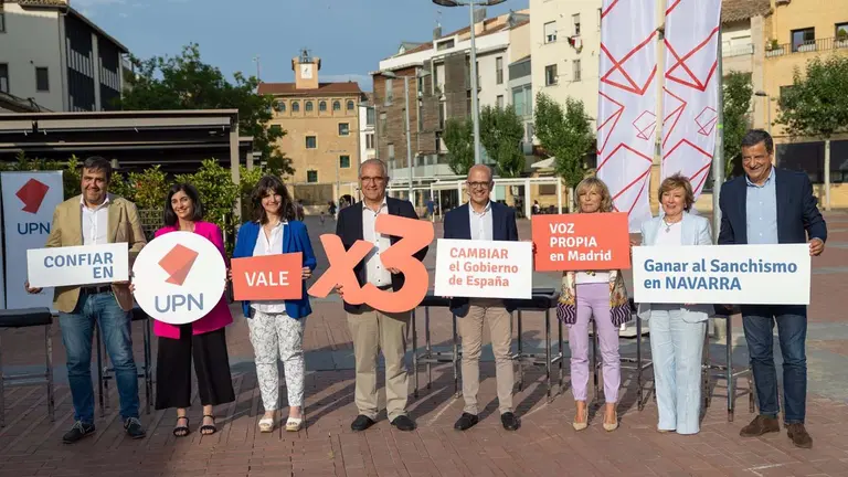El presidente de UPN, Javier Esparza, en la presentación de candidatos al Congreso y al Senado en las elecciones del 23 de julio. UPN