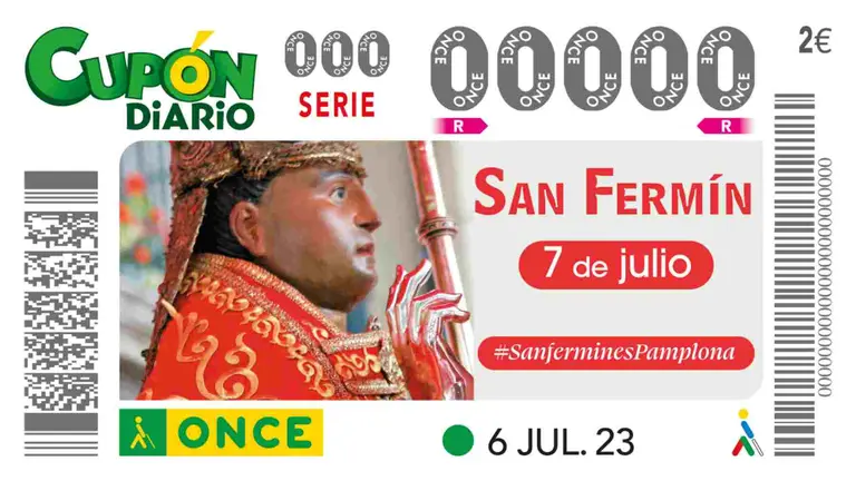 Cupón dedicado a San Fermín. ONCE