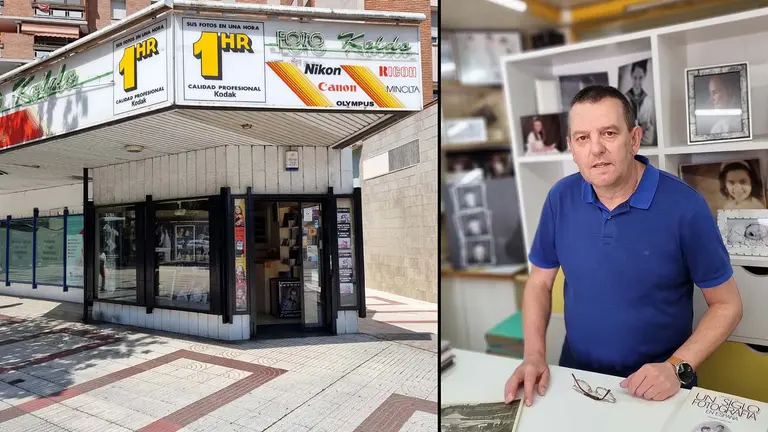 Foto Koldo en av. Bayona 30, a la derecha, Luis Esteban Rupérez, bisnieto de Benito Rupérez.