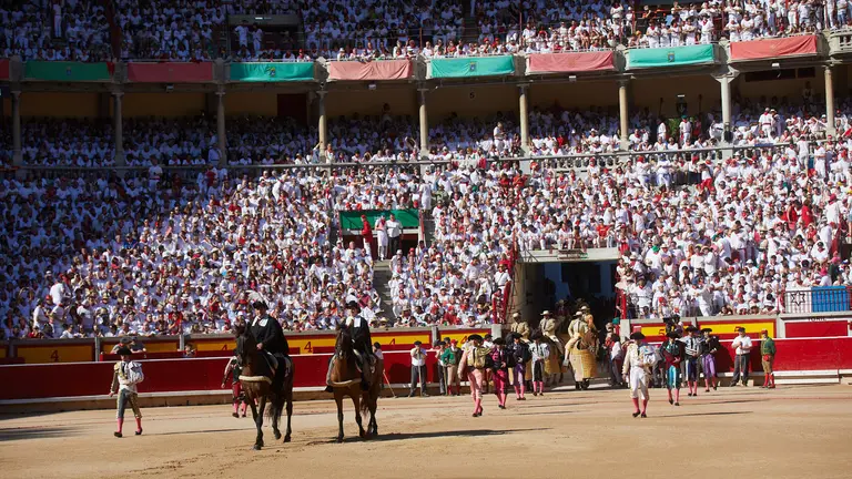 Sexta corrida de la Feria del Toro de San Fermín 2023 en la plaza del toros de Pamplona con toros de la ganadería de Jandilla para los diestros  Antonio Ferrera, Julián López Escobar "El Juli", y Cayetano Rivera. IÑIGO ALZUGARAY