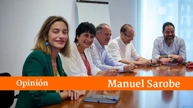 El PSN, Geroa Bai y Contigo Zurekin se reunen con EH Bildu tras formalizar el acuerdo de Gobierno para la legislatura 2023-2027. PABLO LASAOSA