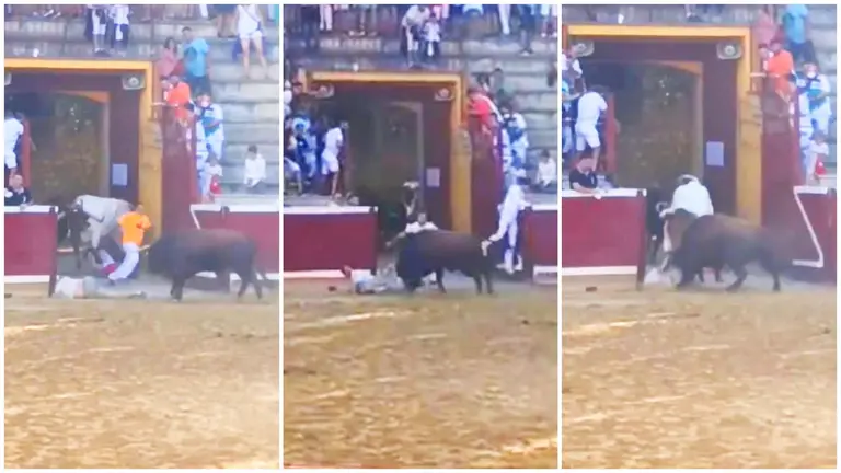 Enorme susto en el primer encierro de fiestas de Tafalla.