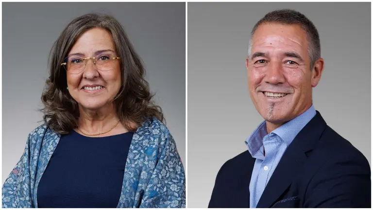 La recién dimitida directora de Interior, María Isabel Solá, junto al nuevo elegido para el cargo, el antiguo jugador de baloncesto Salvador Díez Zapata.