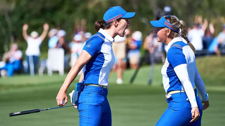 La navarra Carlota Ciganda celebra su victoria en la Solheim Cup. Joaquin Corchero / Afp7 / Europa Press.