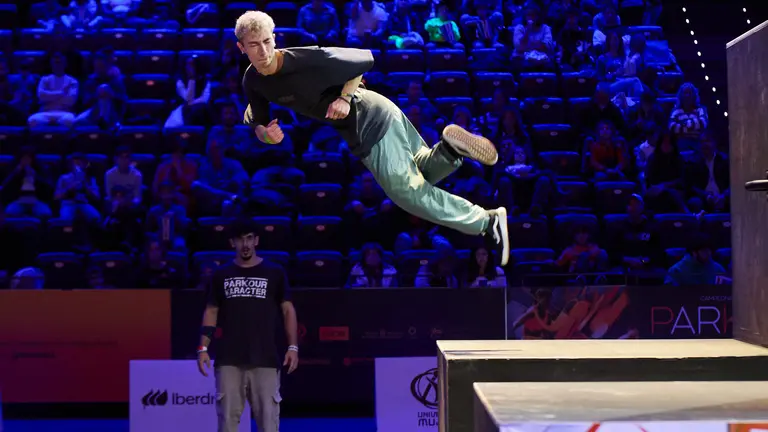 Campeonato de España de Parkour en el Navarra Arena de Pamplona. IÑIGO ALZUGARAY