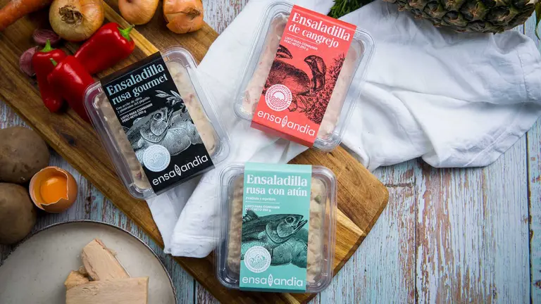 Diferentes variedades de ensaladilla rusa de Ensalandia. EGRIN ALIMENTACIÓN