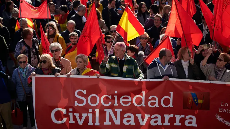 concentración convocada por Sociedad Civil, Pompaelo y Doble 12 bajo el lema 'Por la libertad, la unidad y la igualdad. No en mi nombre: ni amnistía, ni autodeterminación'. PABLO LASAOSA