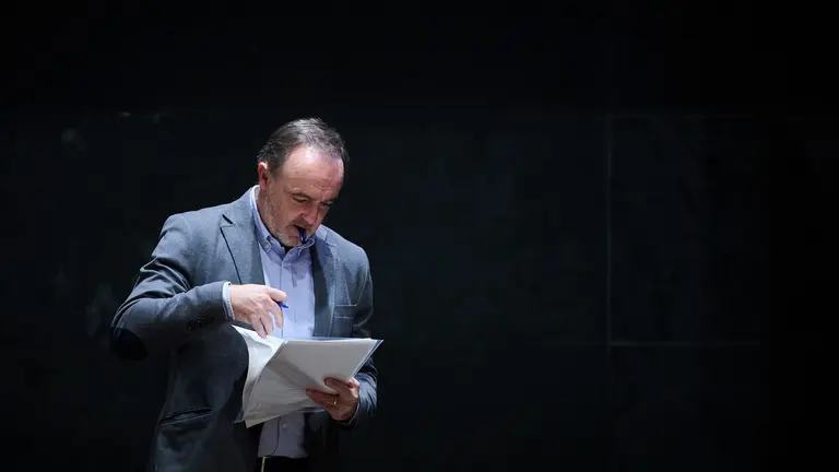 Javier Esparza, de UPN, durante la sesión plenaria. PABLO LASAOSA